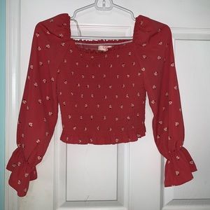 Off-the-shoulder kids long sleeve top